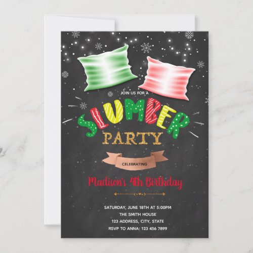 Christmas slumber sleepover party Invitation