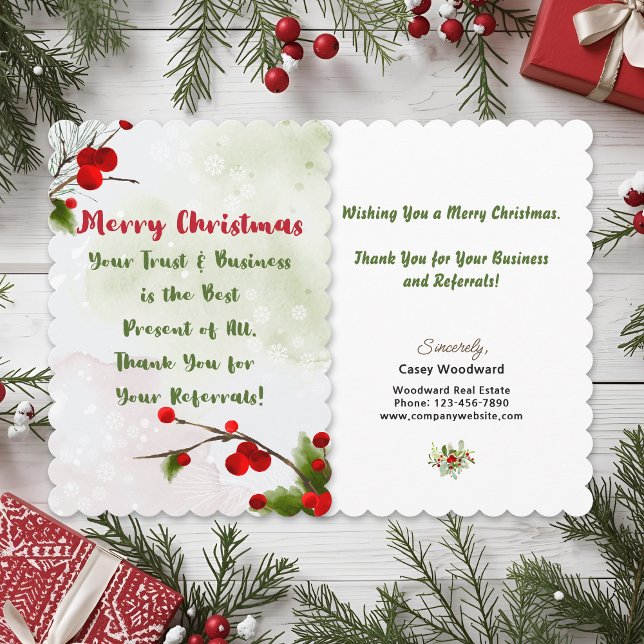 Christmas Small Business Appreciation & Referral  Thank You Card (Creator Uploaded)
