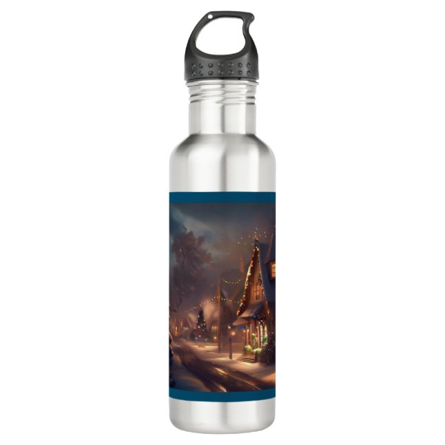 Christmas Small Town 2 Stainless Steel Water Bottle (Front)