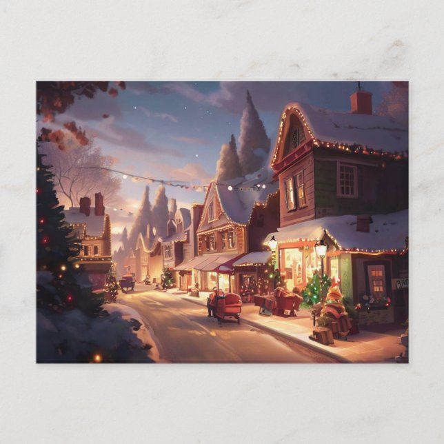 Christmas Small Town 5 Holiday Postcard (Front)