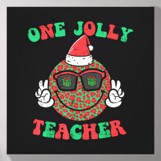Christmas Smile Peace Jolly Teacher Retro Xmas Canvas Photo Tile