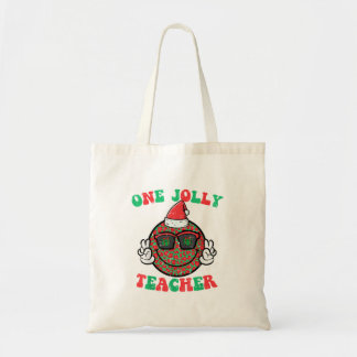Christmas Smile Peace Jolly Teacher Retro Xmas Tote Bag