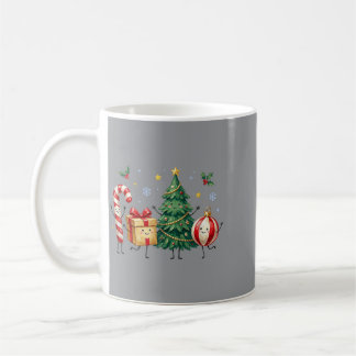 Christmas Smiling Characters Candy Cane Xmas Tree Coffee Mug