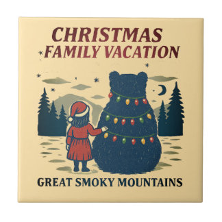 Christmas Smoky Mountains National Park Vacation Ceramic Tile