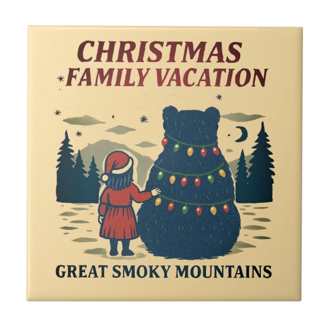 Christmas Smoky Mountains National Park Vacation Ceramic Tile (Front)