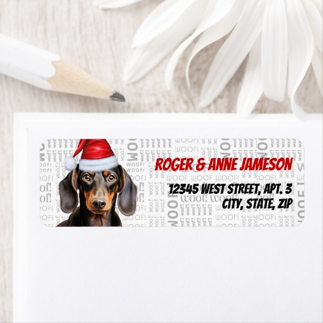 Christmas Smooth Coat Dachshund Dog Lover Address Label (Insitu)