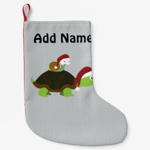 Christmas Snail on a turtle Small Christmas Stocking