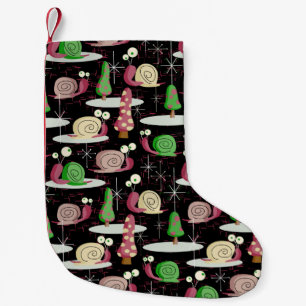 Christmas Snaily Snails - MidCentury Retro -- Small Christmas Stocking