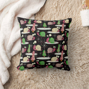 Christmas Snaily Snails - MidCentury Retro -- Throw Pillow