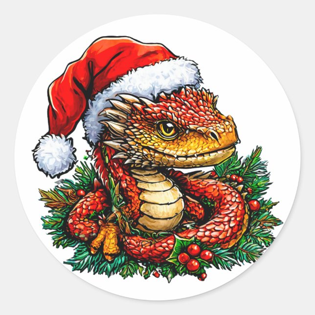 Christmas snake classic round sticker (Front)