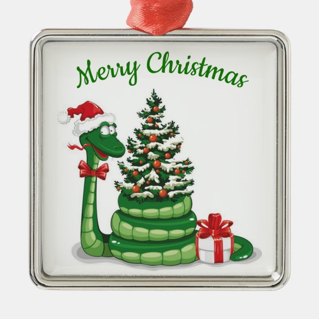 Christmas Snake Metal Ornament (Front)