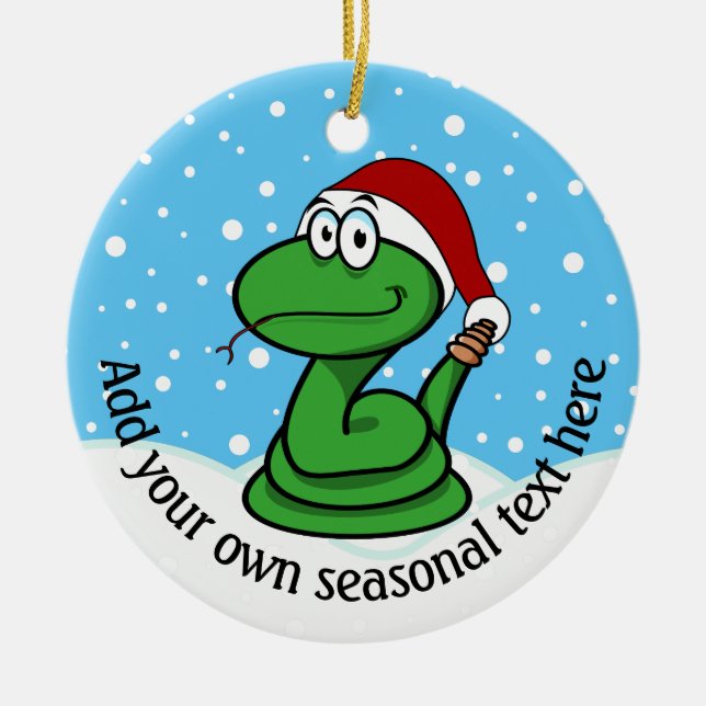 Christmas Snake Personalized Ceramic Ornament (Front)