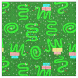 christmas snakes xmas lights snowflakes green  fabric