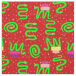 christmas snakes xmas lights snowflakes red  fabric
