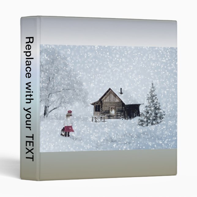 Christmas Snow at the Cabin 3 Ring Binder (Front/Spine)