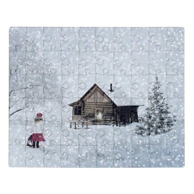 Christmas Snow at the Cabin Jigsaw Puzzle (Puzzle Horizontal)