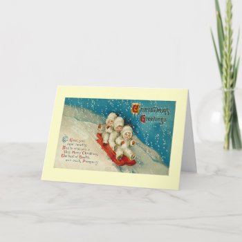 Christmas Snow Babies Holiday Card by vintagecreations at Zazzle