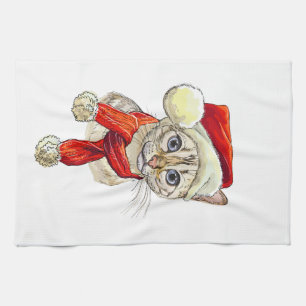 Christmas Snow Bengal Cat Apron Kitchen Towel