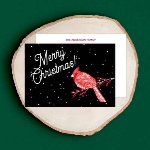 Christmas Snow Cardinal Thank You Card