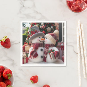 Christmas Snow Couple Napkins