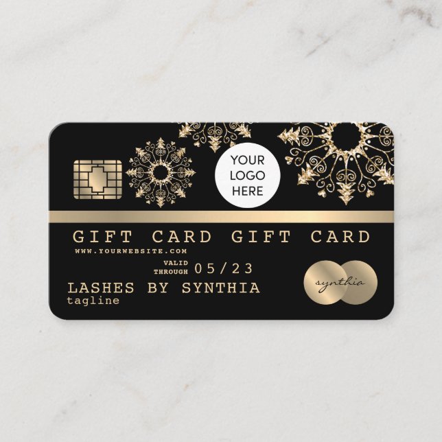 Christmas Snow Credit Card Gift Card Certificate (Front)