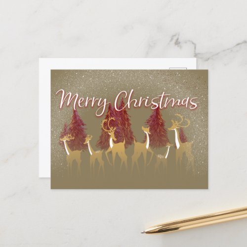 Christmas Snow Deer Holiday Postcard