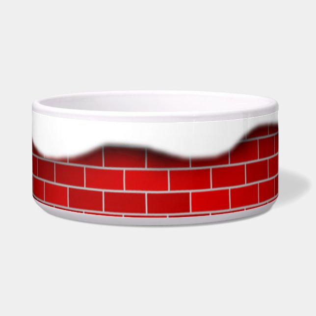 Christmas Snow Drift Red Bricks Background Bowl (Right)