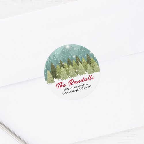 Christmas Snow Envelope Seal Round Sticker