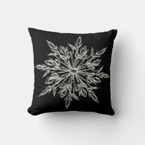 Christmas snow flake decorative black Throw pillow