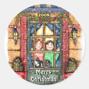 Christmas Snow Girls With Cat Stickers