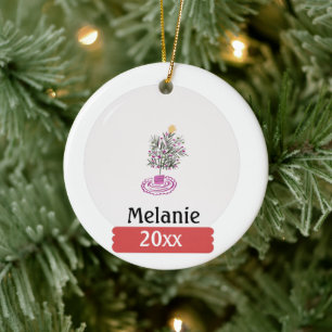 Christmas Snow Globe and Tree Name Ceramic Ornament