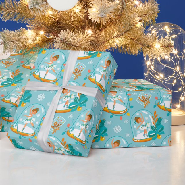 Christmas Snow Globe Ballerina  Wrapping Paper (Holidays)