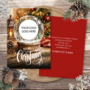 Christmas Snow Globe Corporate Business Logo Holiday Card