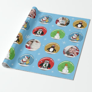 Christmas Snow Globe Custom Photo Template Wrapping Paper