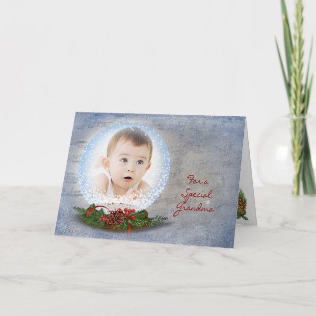 Christmas Snow Globe for Grandma Holiday Card (Front)