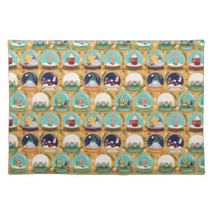Christmas snow-globe Gnome//Gingerbread House// Cloth Placemat