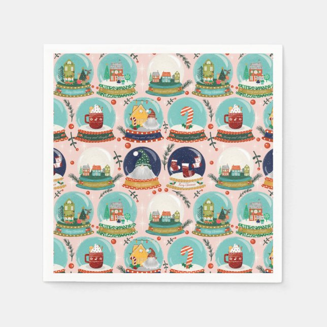 Christmas snow-globe//Gnome//Gingerbread House// Napkins (Front)