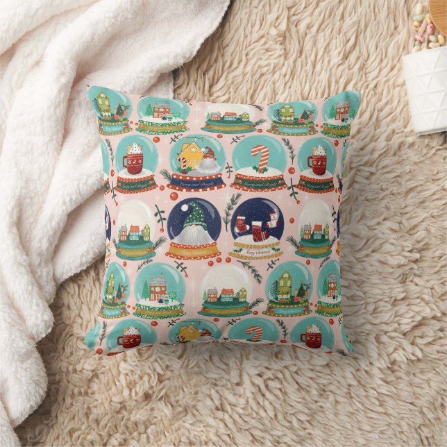 Christmas snow-globe//Gnome//Gingerbread House// Throw Pillow (Blanket)