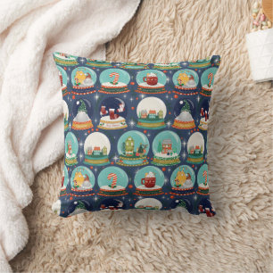 Christmas snow-globe Gnome//Gingerbread House Throw Pillow