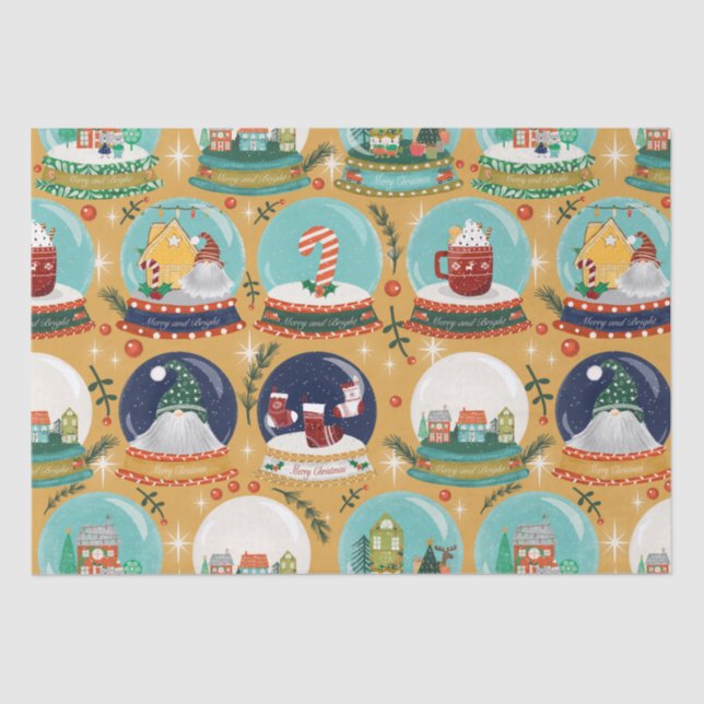 Christmas snow-globe Gnome//Gingerbread House// Tissue Paper (Front)