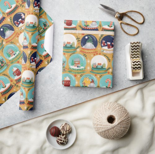 Christmas snow_globe GnomeGingerbread House Wrapping Paper