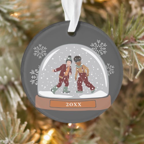 Christmas Snow Globe  Kids Playing in Snow Ornament
