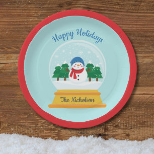 CHRISTMAS SNOW GLOBE PAPER PLATES