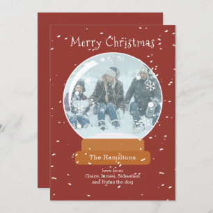 Christmas Snow Globe Photo Personalized Card