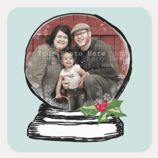Christmas Snow Globe Photo Square Sticker