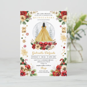 Christmas Snow Globe Princess Winter Quinceañera Invitation