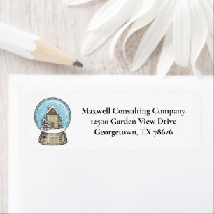 Christmas Snow Globe Realty Company Return Address Label