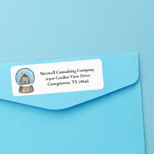 Christmas Snow Globe Realty Holiday Return Address Label