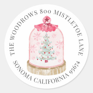 Christmas Snow Globe Return Address Classic Round Sticker
