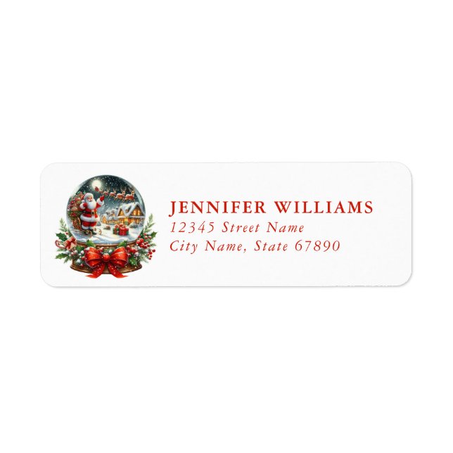 Christmas Snow Globe Return Address Labels (Front)